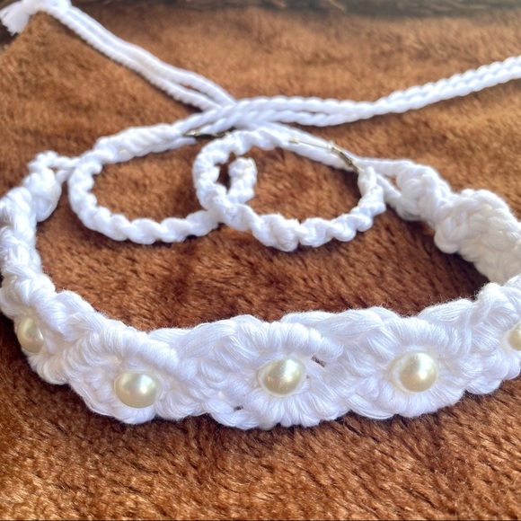 Macrame Hoops Earrings & Choker Set!❤️ Handmade! - Picture 3 of 10